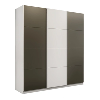 Широкий Прайм 3-х дверный (Стекло хаки, ЛДСП) окутанный (Белый снег 2400х2300х570 Широкий Прайм 3х Серебро профиль)