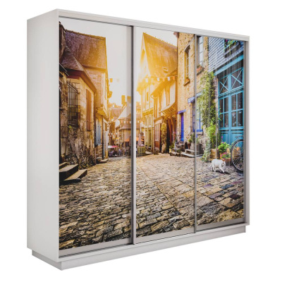 Экспресс 3-х дверный (Улица) (Белый снег 1800х2200х440 Экспресс 45 3х Серебро профиль)